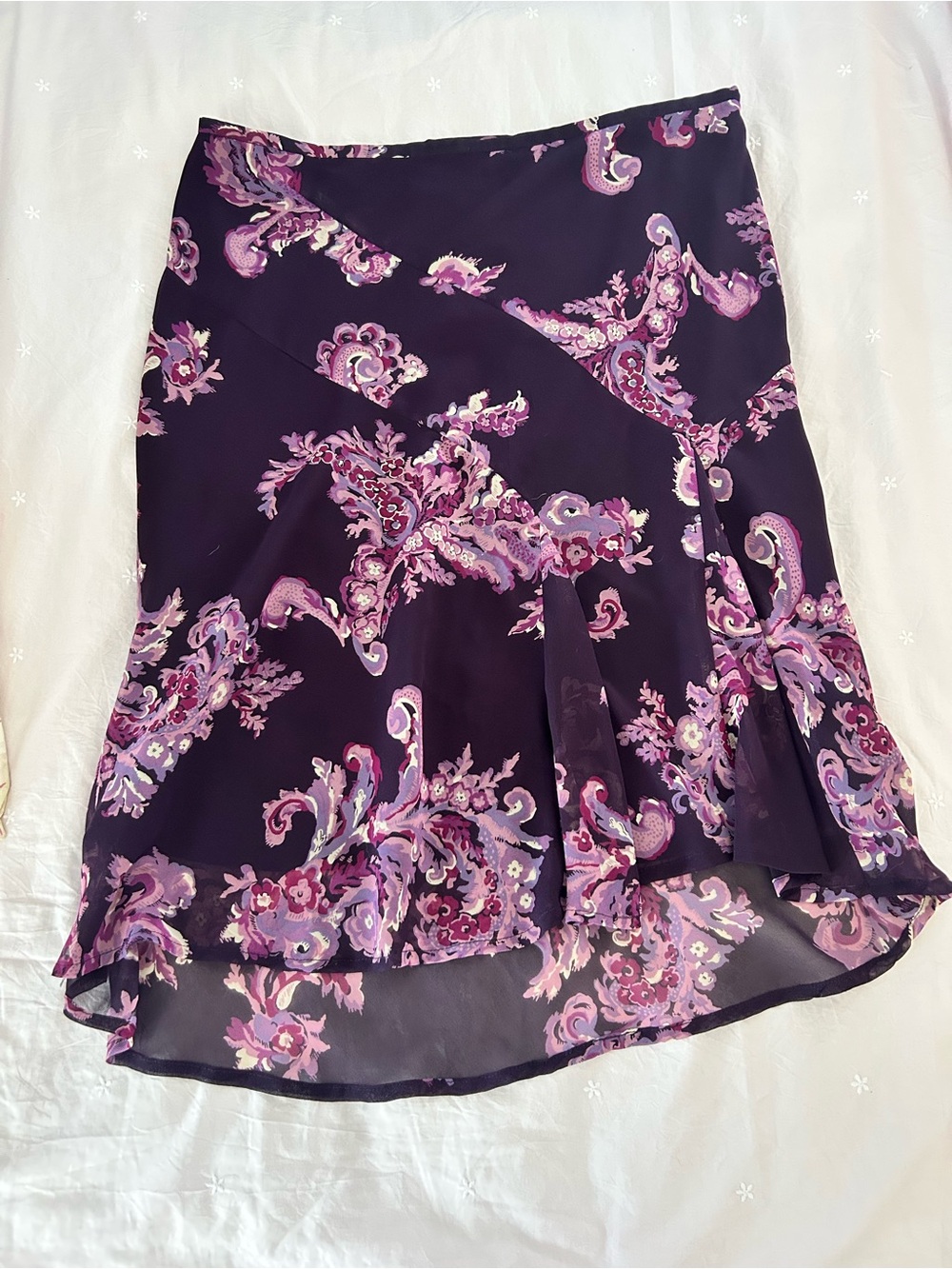 Worthington Purple Floral High-Low Ruffle Skirt